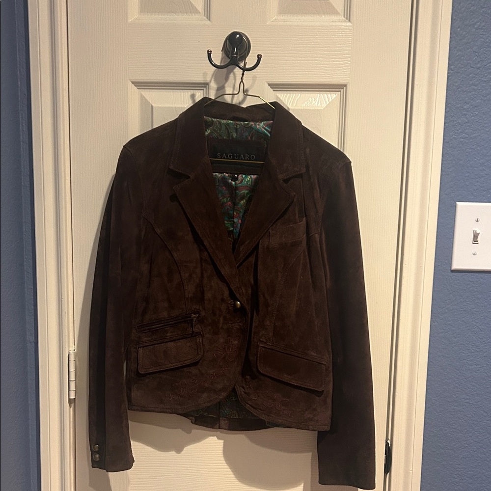 Saguaro Women's Dark Brown Suede Blazer